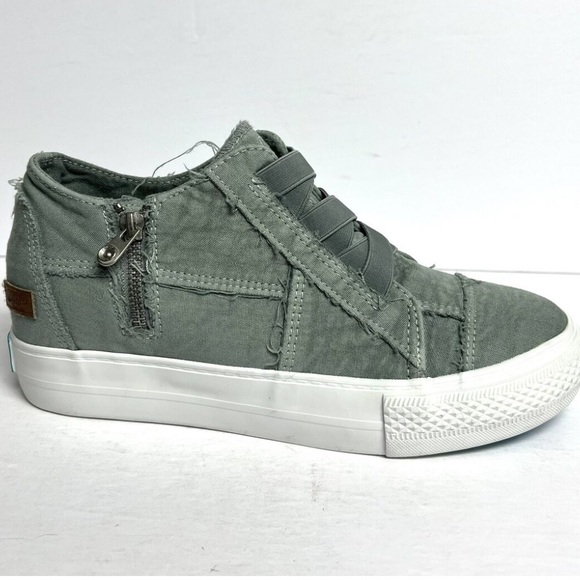 Blowfish Malibu Mamba Hidden Wedge Heel Sneakers Sage Green Gray zip closure - Picture 10 of 10